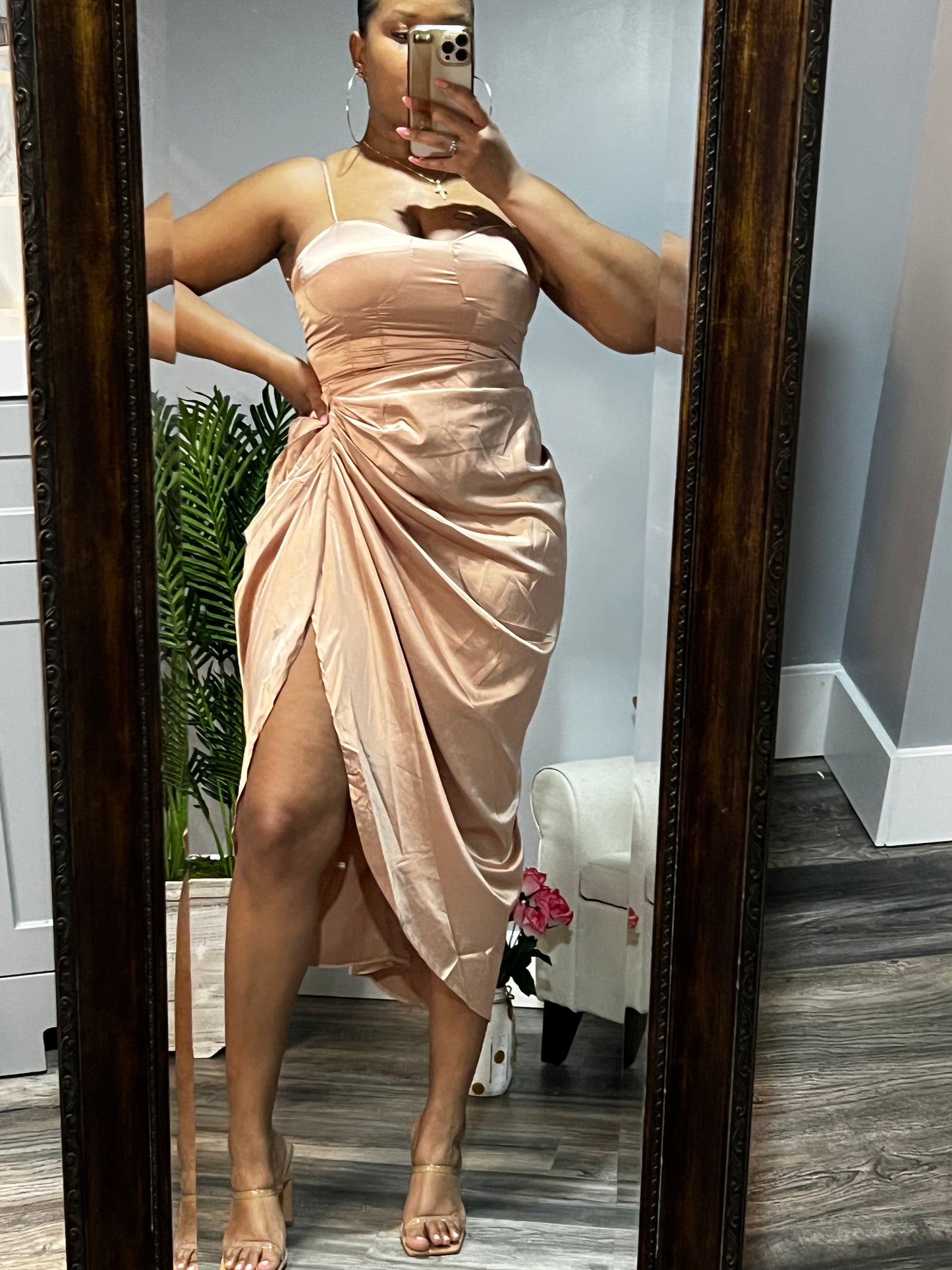 Rose Gold Satin Dress