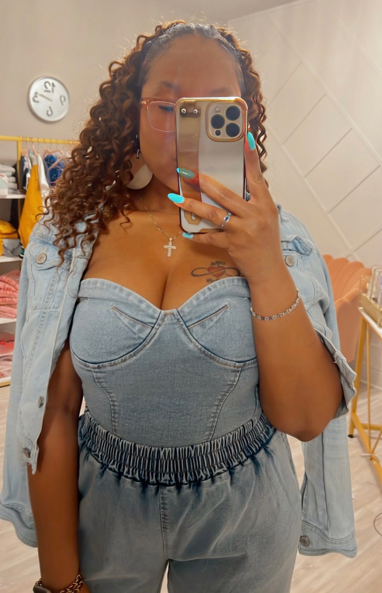 Denim Cropped Corset